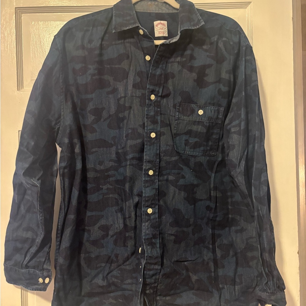 Brooks Brothers Navy Camouflage Shirt L